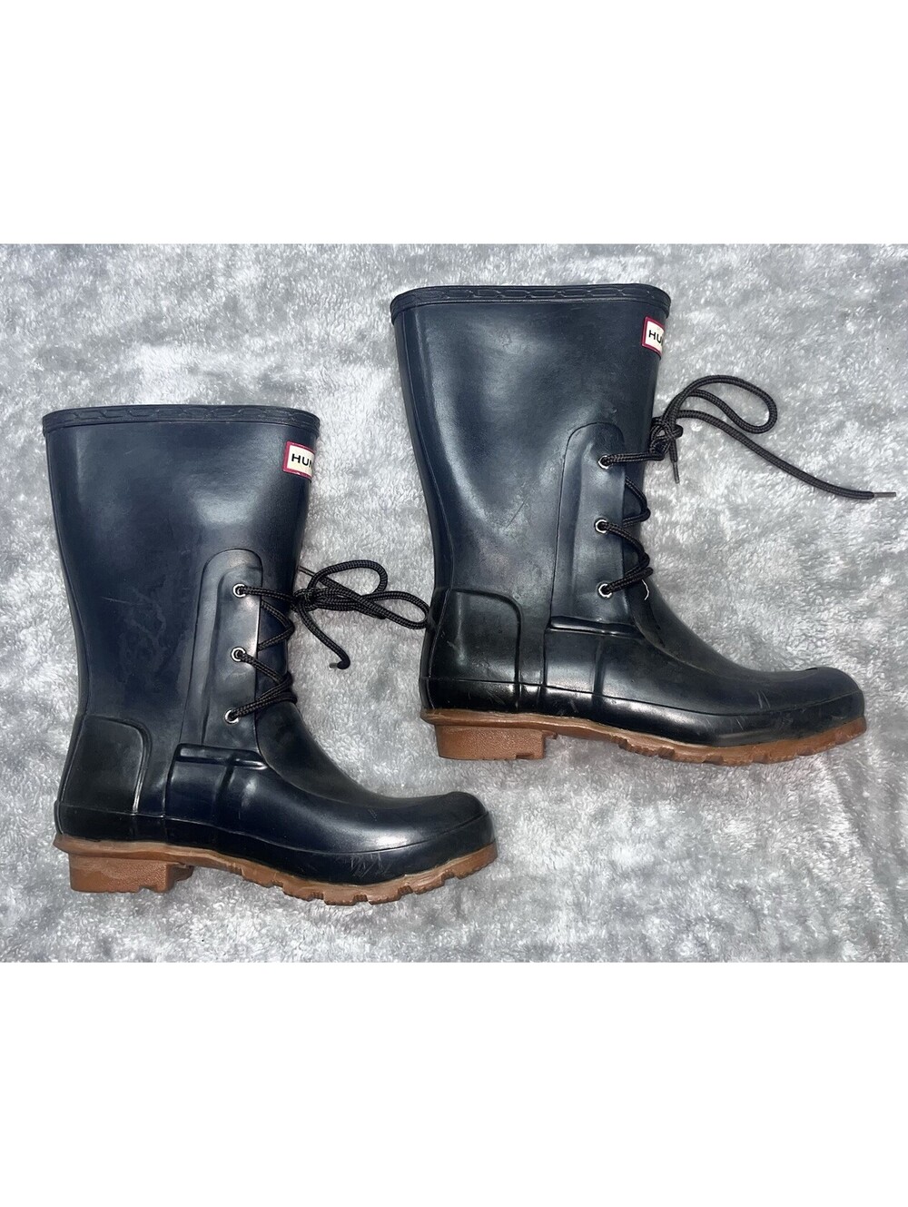 RARE-HUNTER Stylish Ackley Mid Calf Laced 7F/6M WATERPROOF Rain Rubber Boots